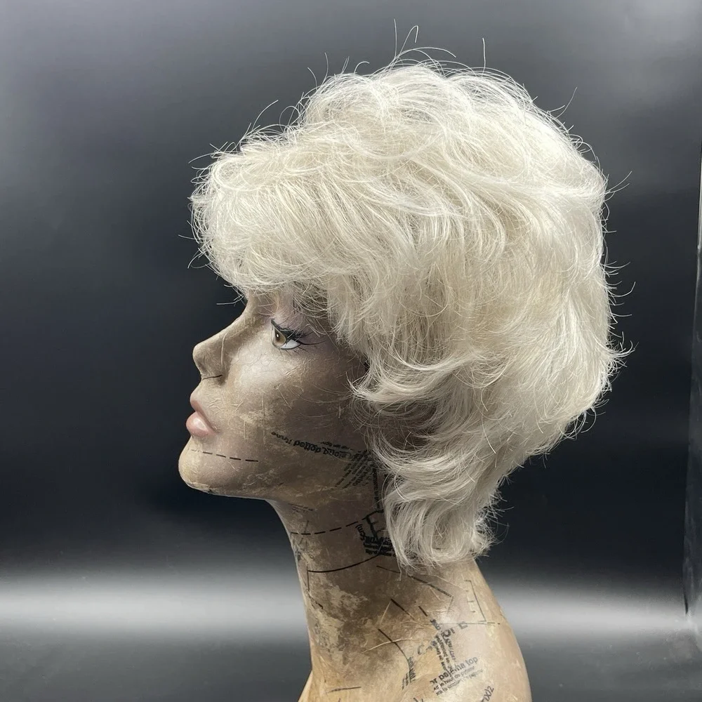 Gabor Flexlite Short‎ Layered Platinum Blonde Wig Monofilament Cap Wig